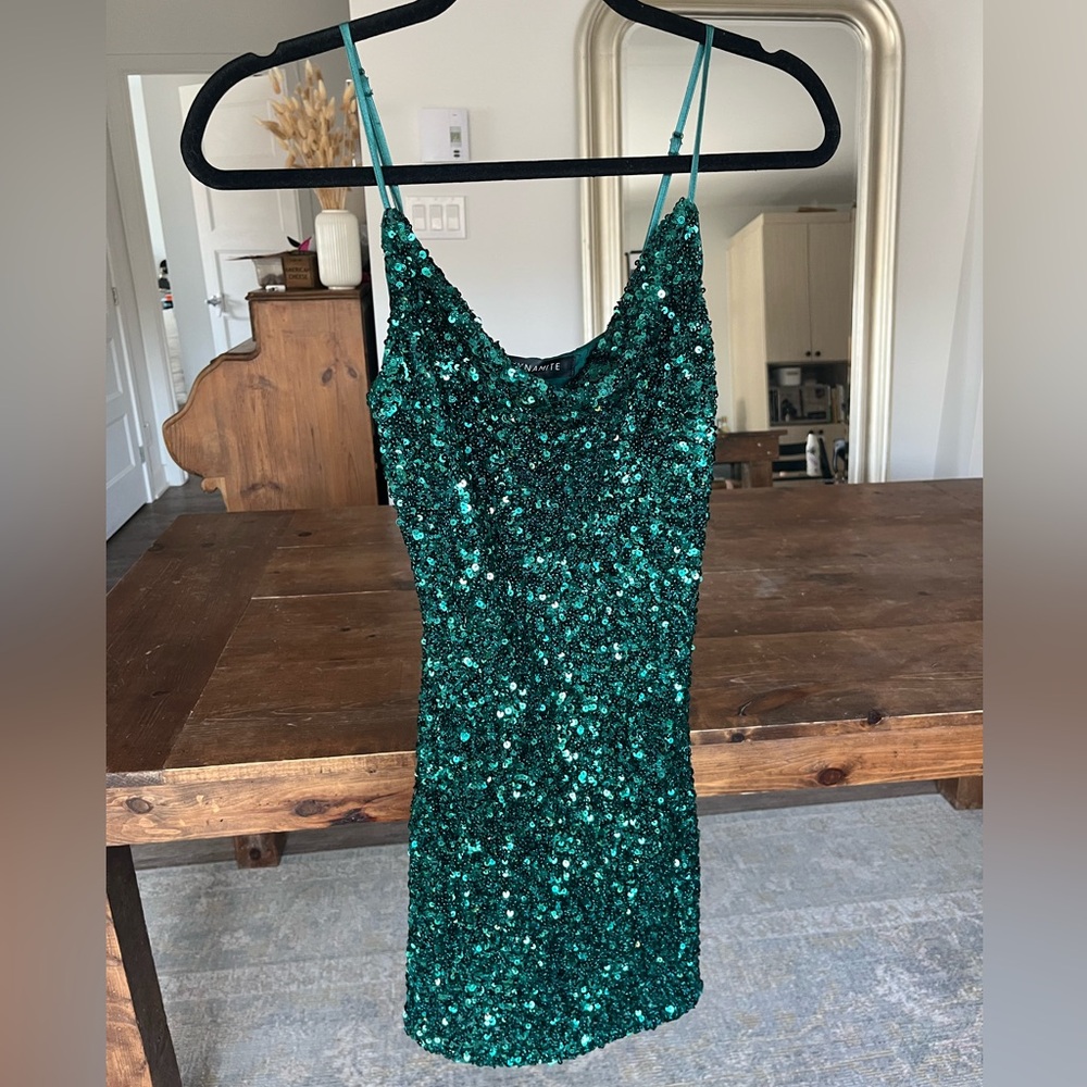 Dynamite Emerald Sequin Mini Dress